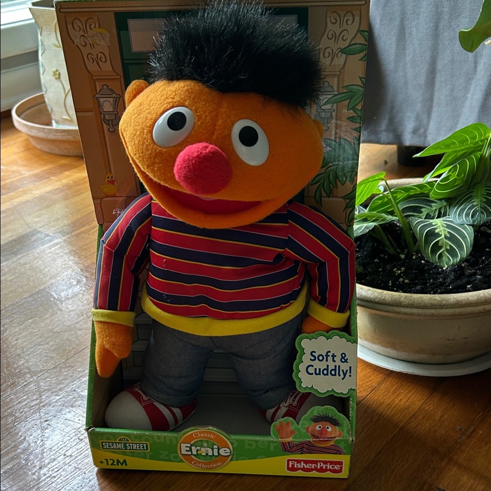 Fisher-Price Sesame Street Ernie Plush - Orange, Black, and Red